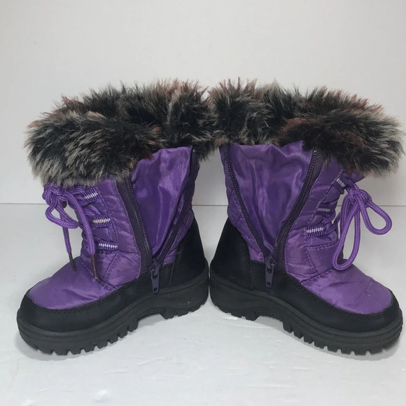 Snow Tec Toddlers Quilted Snow Boots Purple with Faux Fur Trim (5-Toddler) - Picture 3 of 10